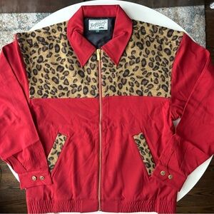 Bogey Boys by Macklemore Men’s Cheetah Full Zip Jacket Size Large Red NWOT